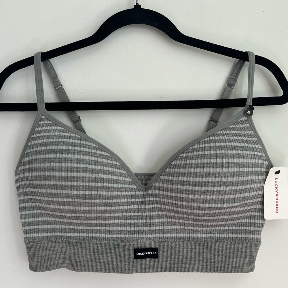 Lucky Brand Gray Striped Seamless Bralette